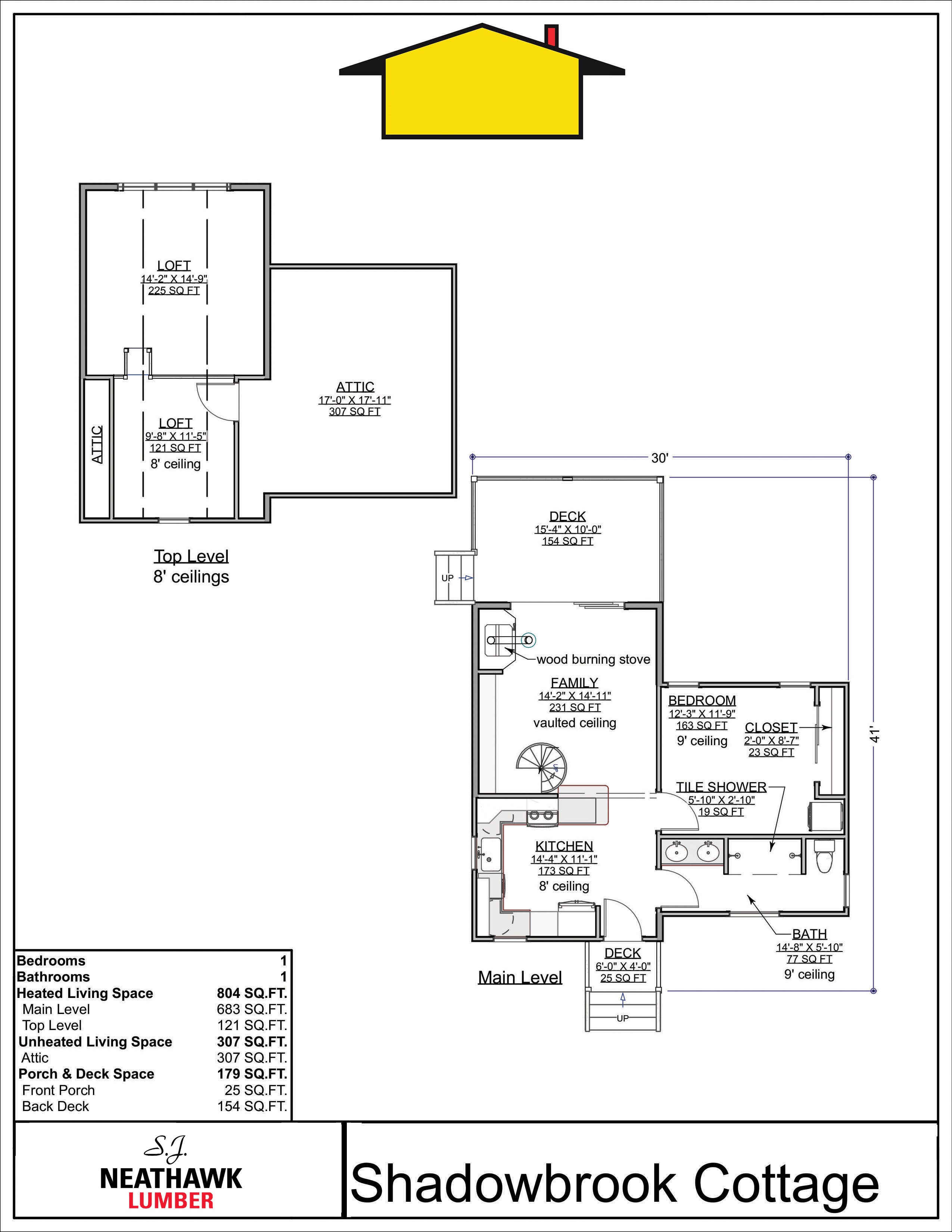 Floor Plan for Shadowbrook Cottage